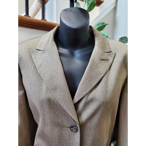 Morton Bernard Women Brown Polyester Single Breasted Blazer & Pant 2 Pcs Suit 10 - Picture 8 of 16